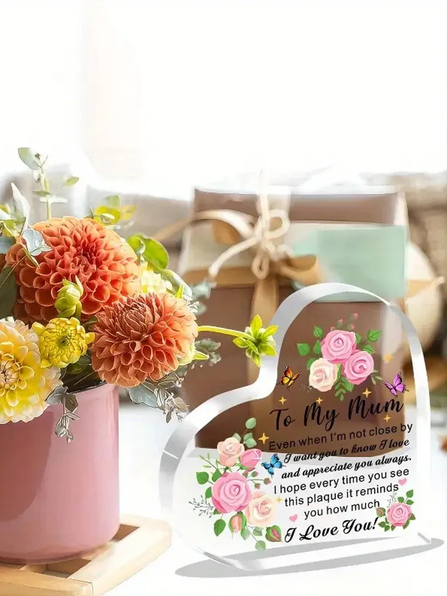 Heart-Shaped Acrylic Plaque - Gift for Mom