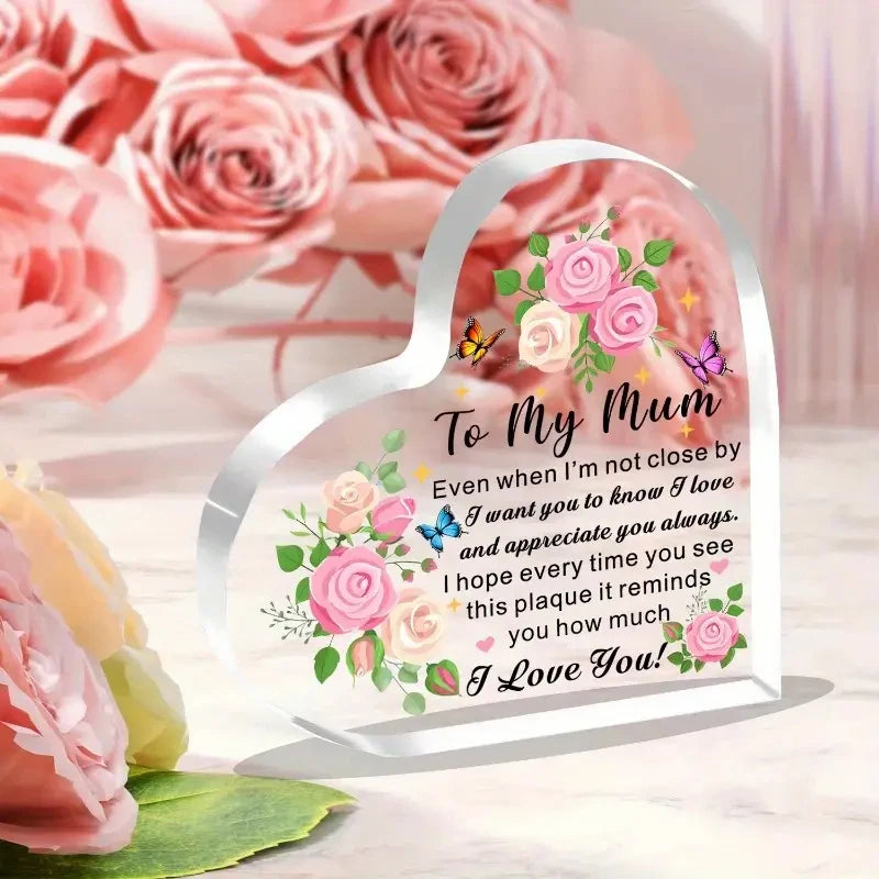 Heart-Shaped Acrylic Plaque - Gift for Mom