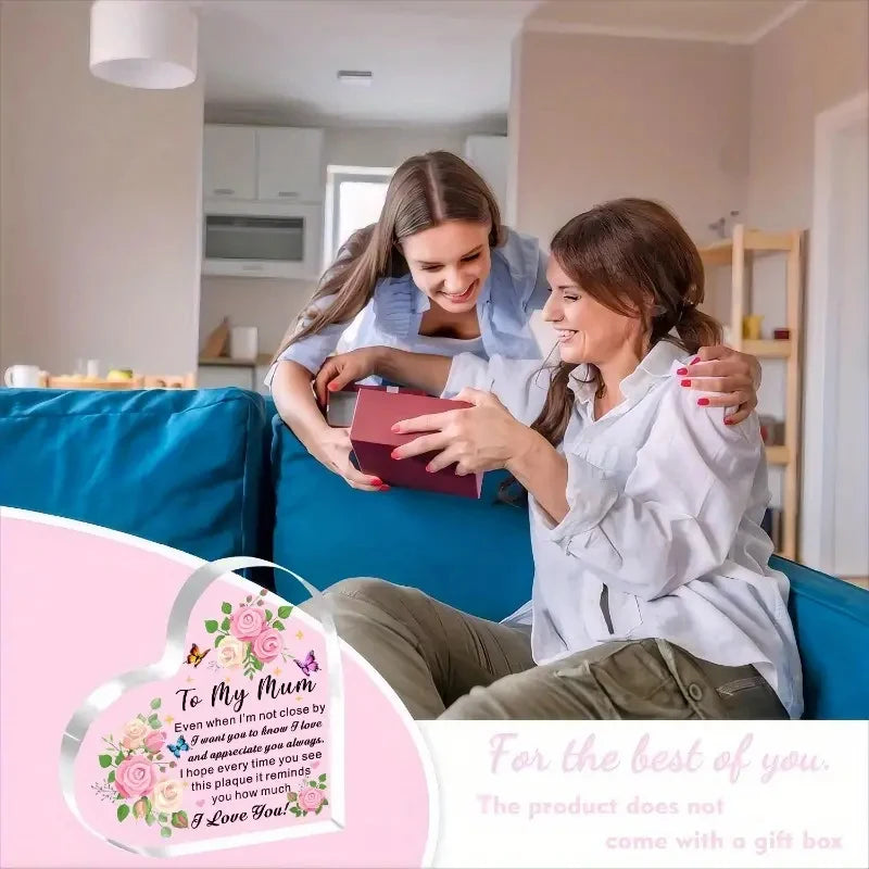 Heart-Shaped Acrylic Plaque - Gift for Mom