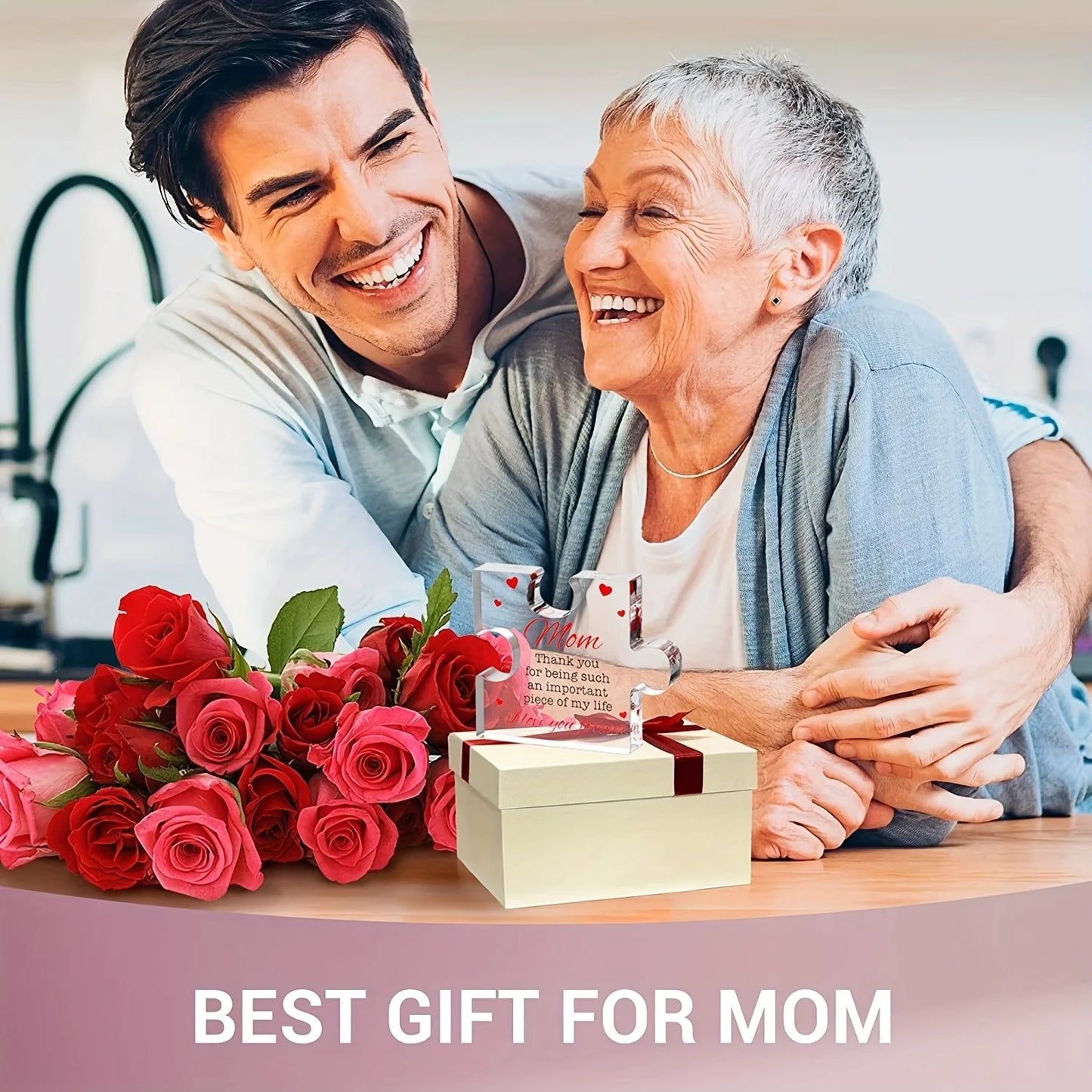 Engraved Acrylic Block Puzzle - Gift for Mom