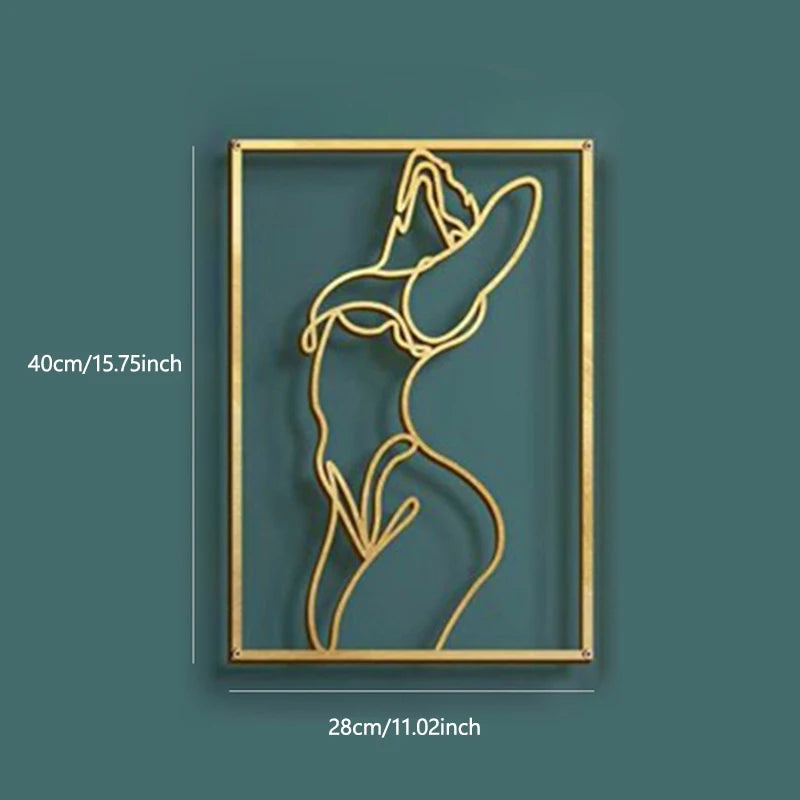 Modern Line Art - Metal Woman Silhouette