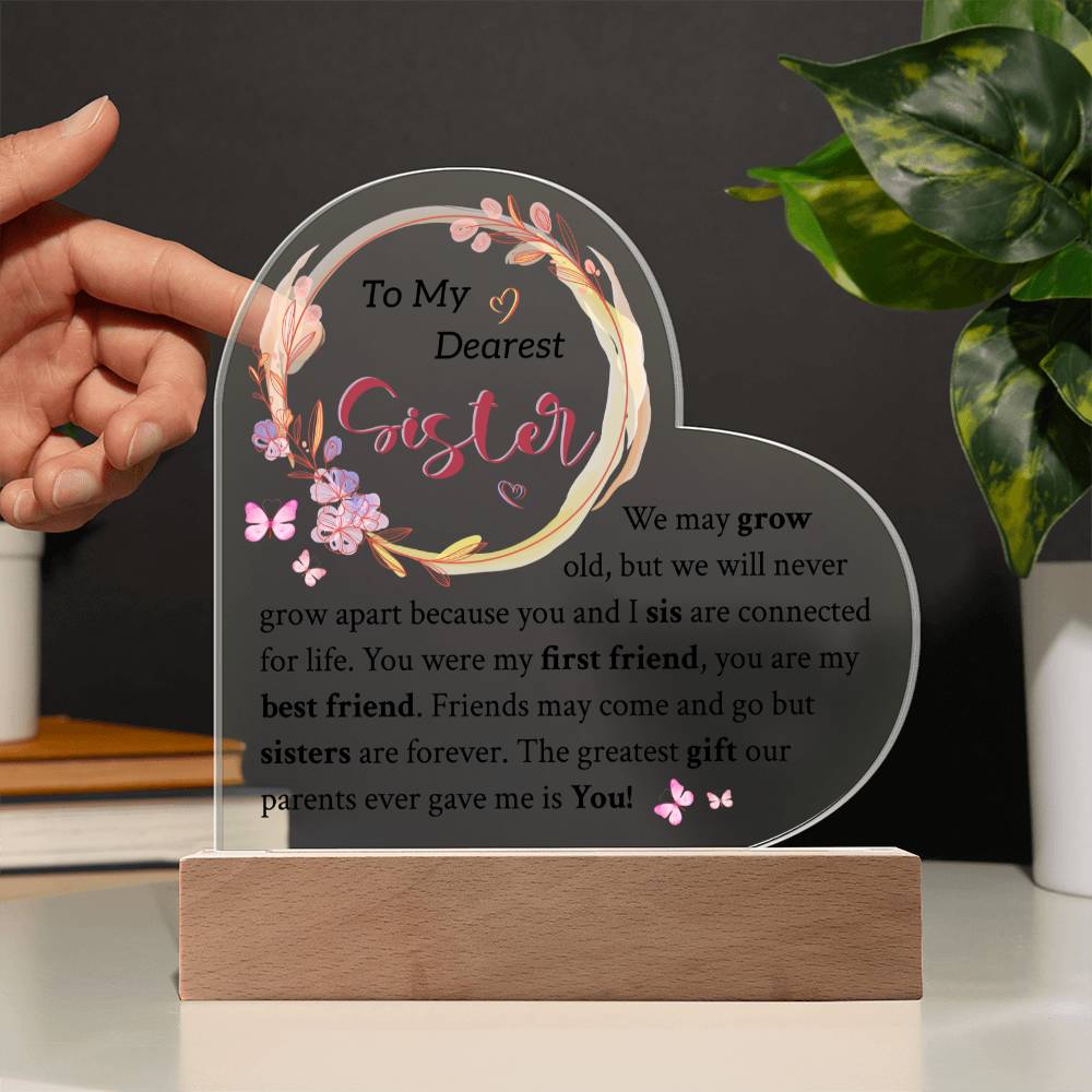 To My Sister | Always Remember | Acrylic Heart Plaque