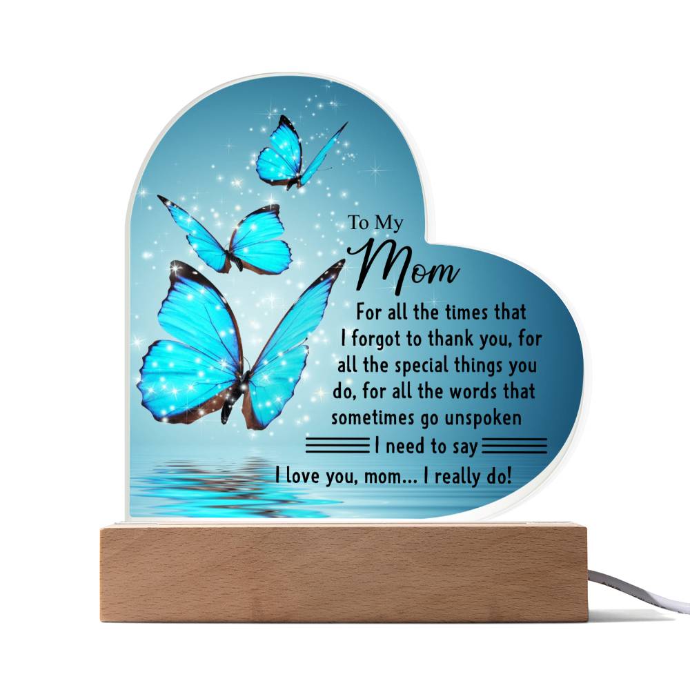 To My Mom | I Love You | Acrylic Heart Plaque