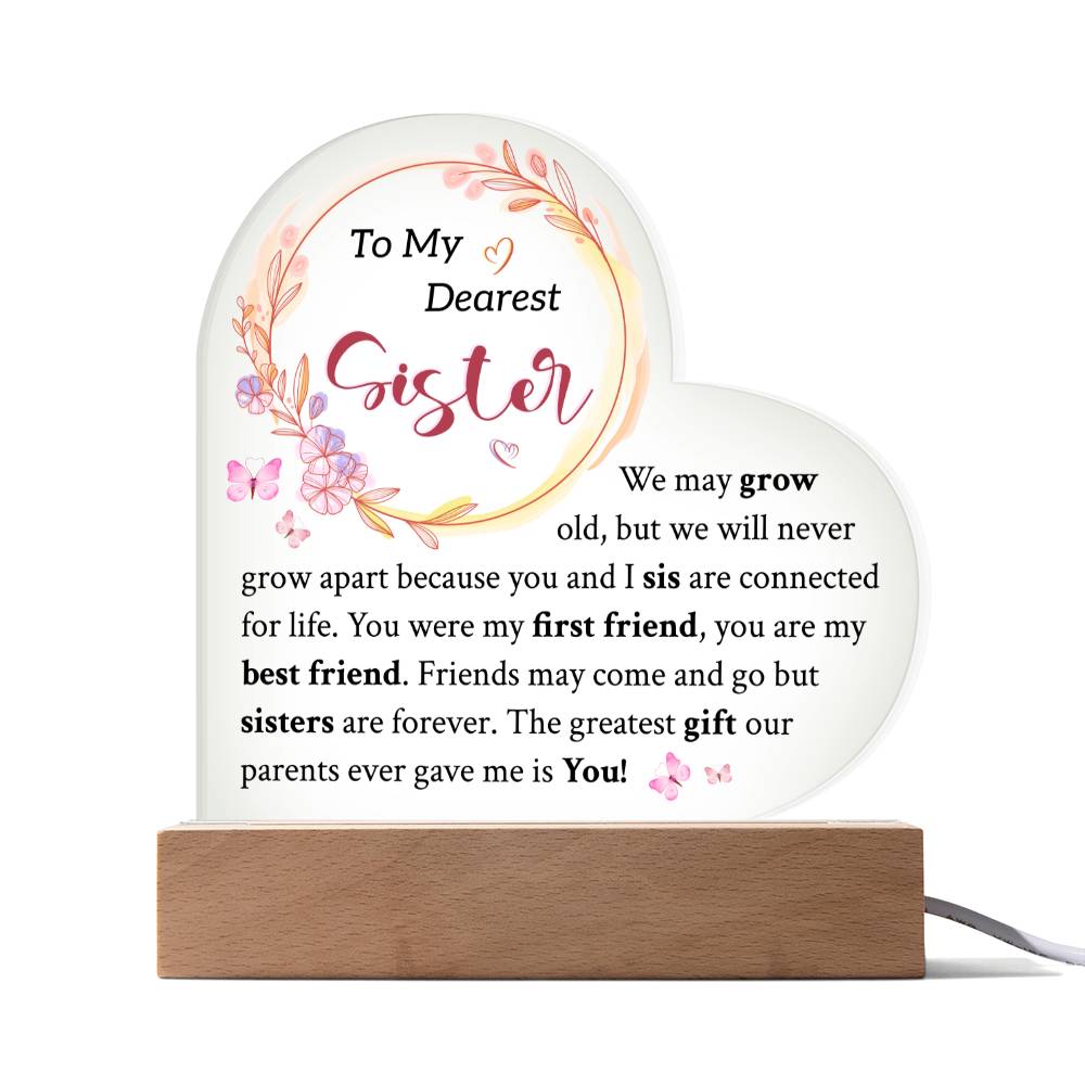 To My Sister | Always Remember | Acrylic Heart Plaque