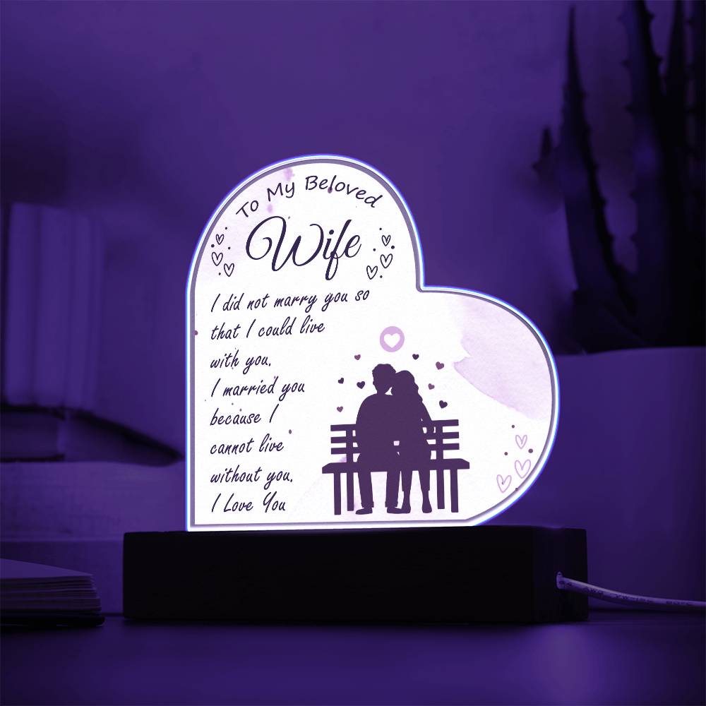 To My Wife | I Love You | Acrylic Heart Plaque