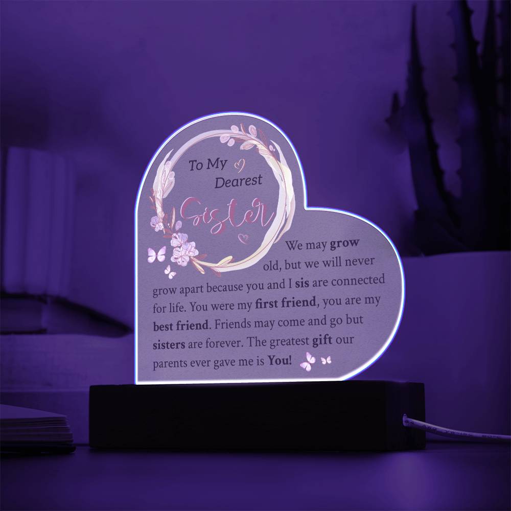 To My Sister | Always Remember | Acrylic Heart Plaque