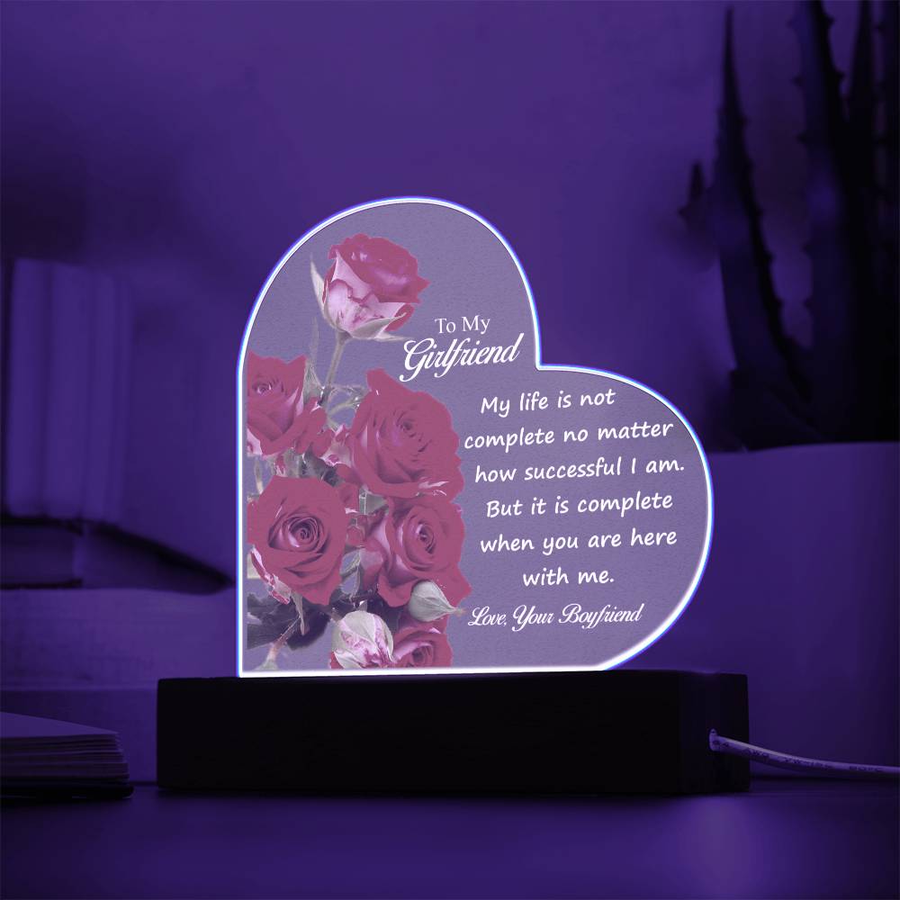 To My Girlfriend| I Love You | Acrylic Heart Plaque