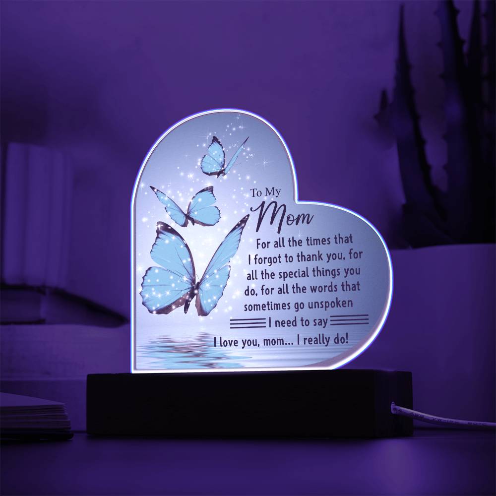 To My Mom | I Love You | Acrylic Heart Plaque
