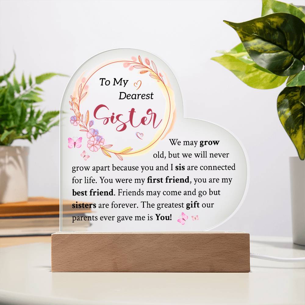 To My Sister | Always Remember | Acrylic Heart Plaque
