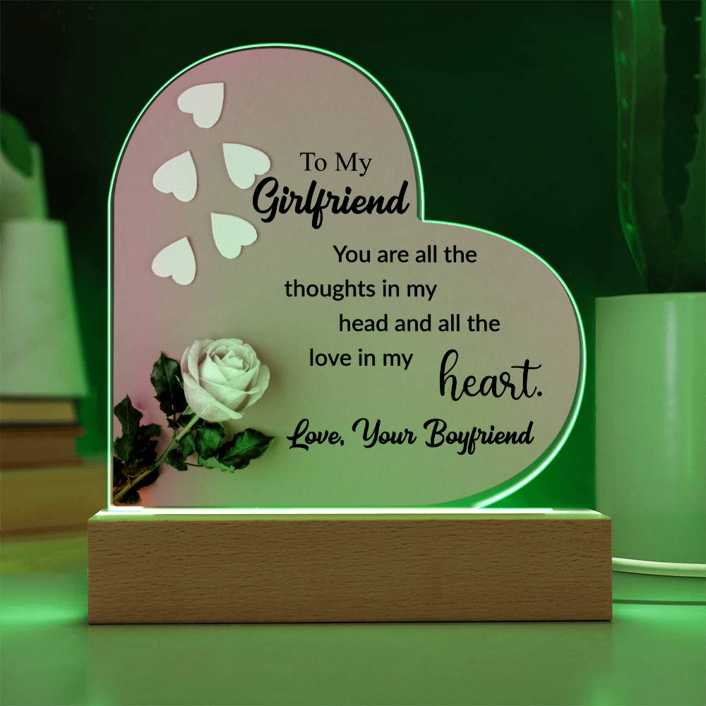 To My Girlfriend | Love Your Boyfriend | Acrylic Heart Plaque