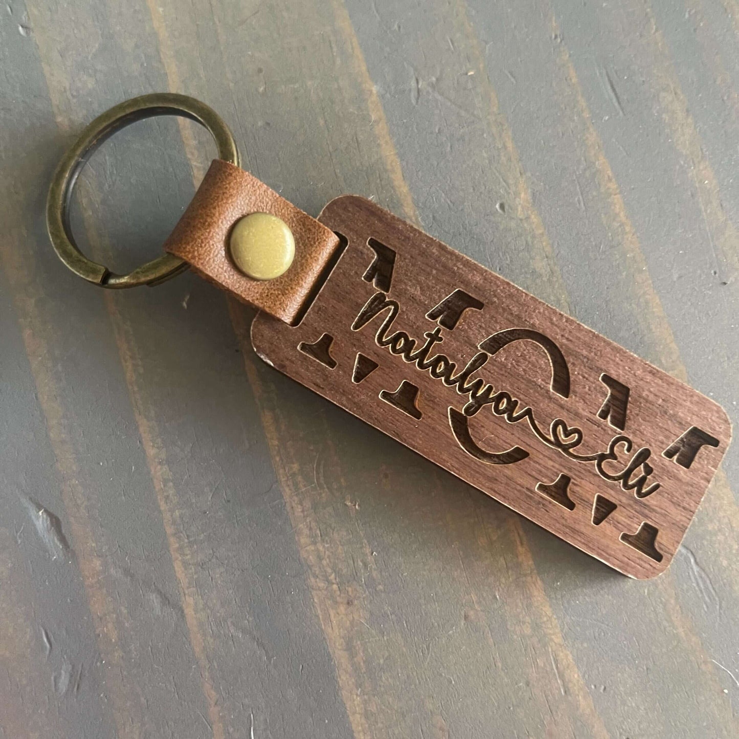 Engraved Wooden Key Chain - Premium Walnut Keychain for Mom, Ideal Mother's Day Gift