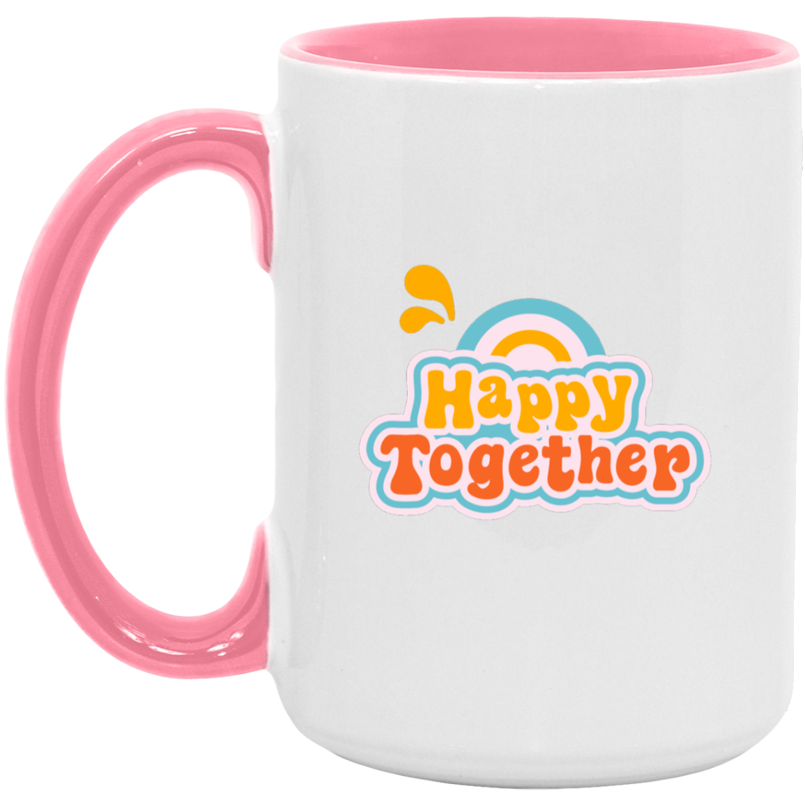 Pink and Orange Happy Together Vibrant Pop Motivational Mug 15OZ