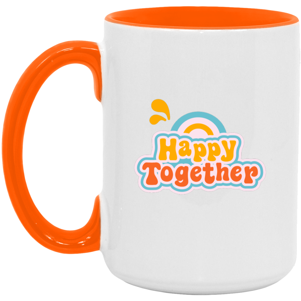 Pink and Orange Happy Together Vibrant Pop Motivational Mug 15OZ