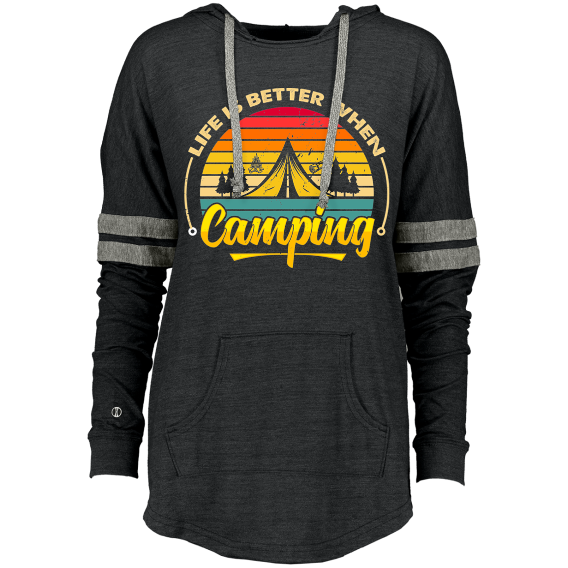 Ladies Hooded Low Key Pullover_camping