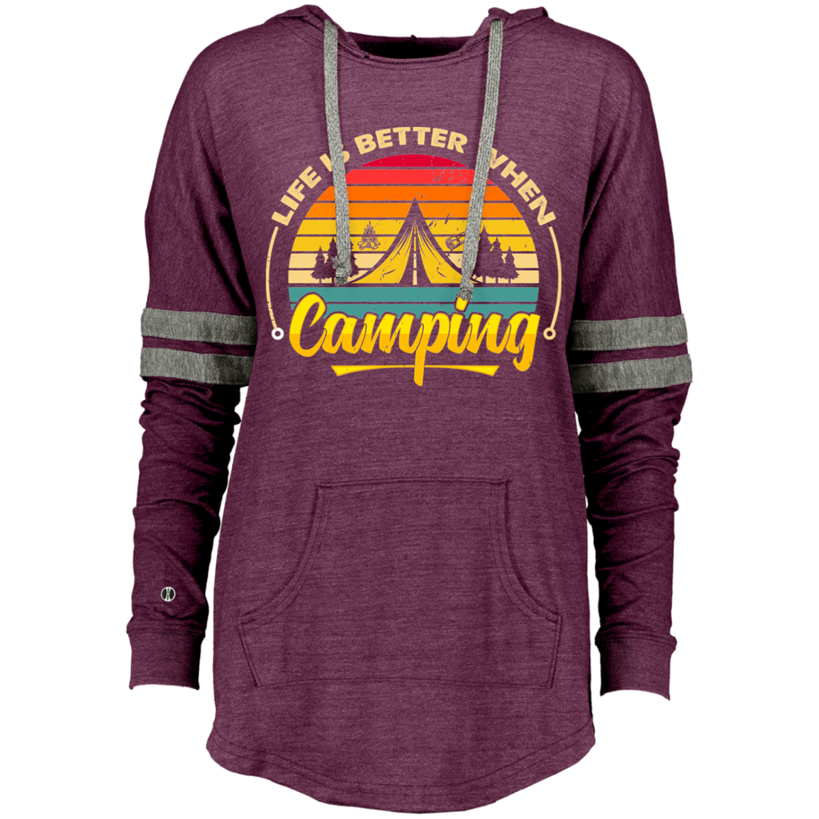 Ladies Hooded Low Key Pullover_camping