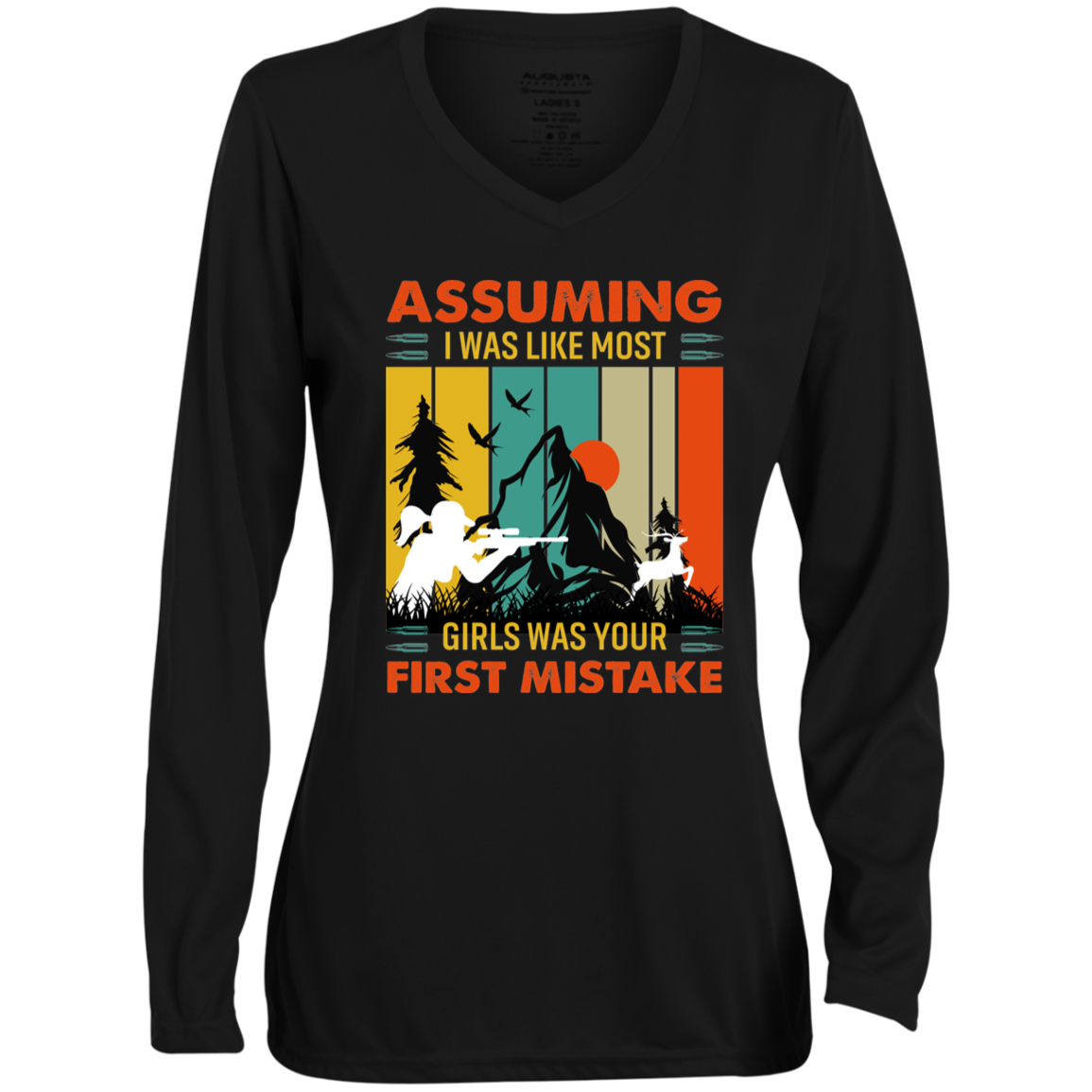 Ladies' Moisture-Wicking Long Sleeve V-Neck Tee
