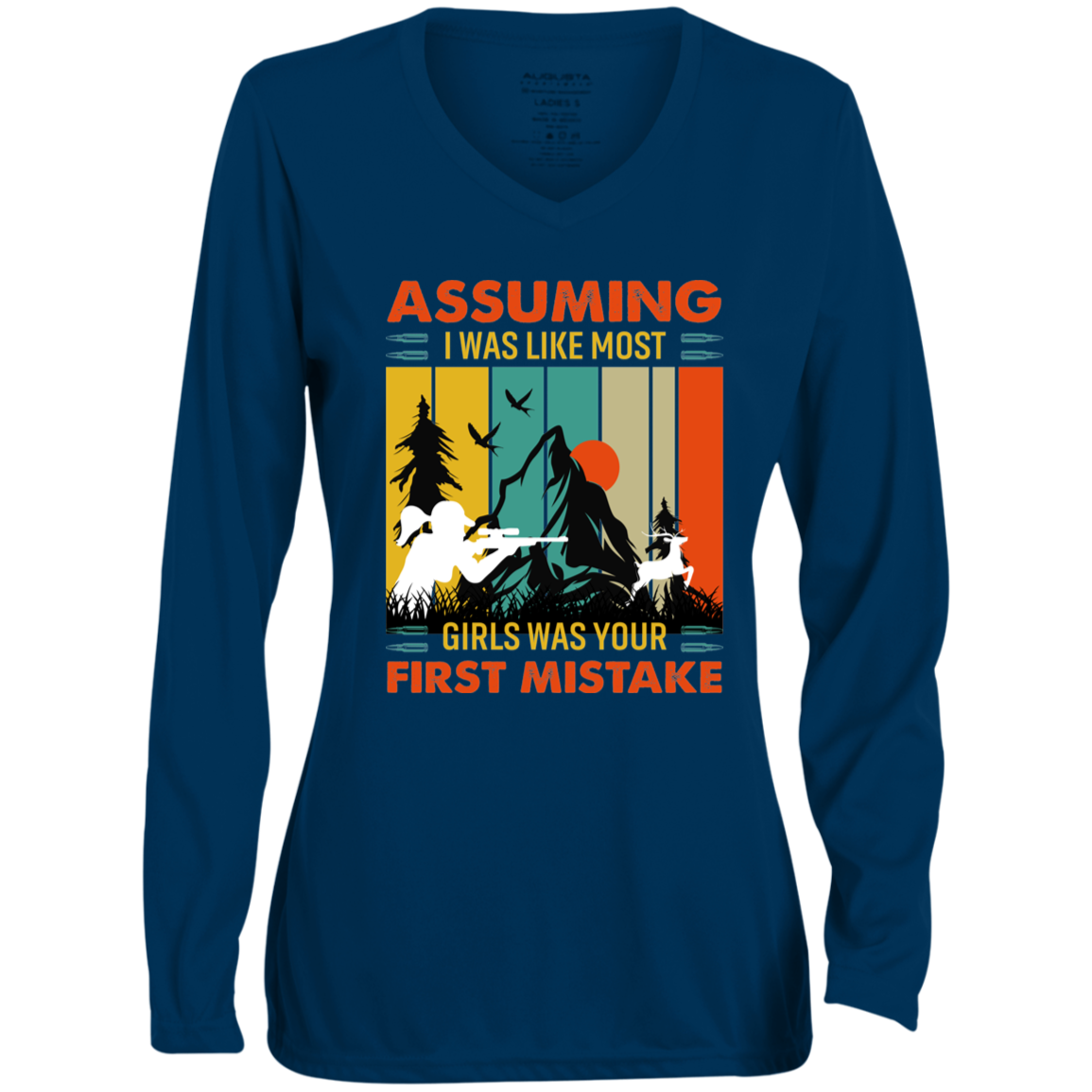 Ladies' Moisture-Wicking Long Sleeve V-Neck Tee