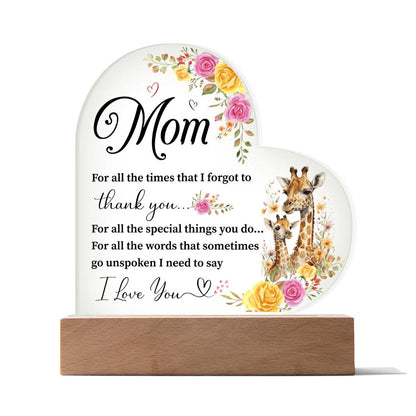To My Mom | I Love You | Acrylic Heart Plaque