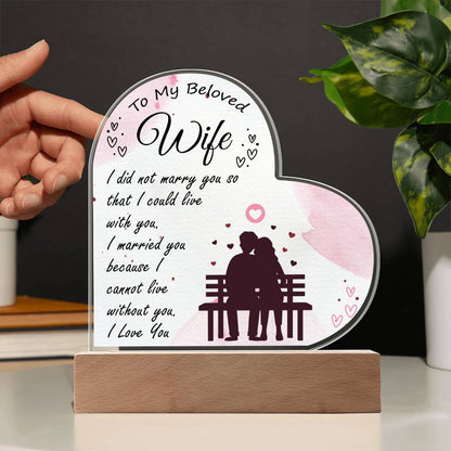 To My Wife | I Love You | Acrylic Heart Plaque