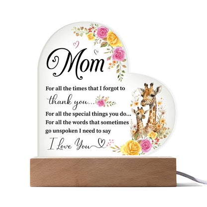 To My Mom | I Love You | Acrylic Heart Plaque