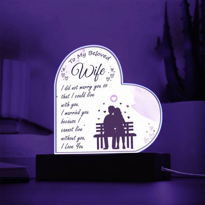 To My Wife | I Love You | Acrylic Heart Plaque