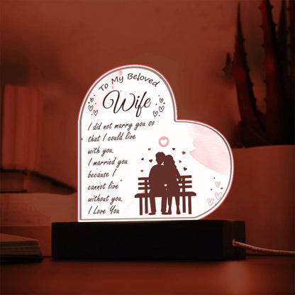 To My Wife | I Love You | Acrylic Heart Plaque