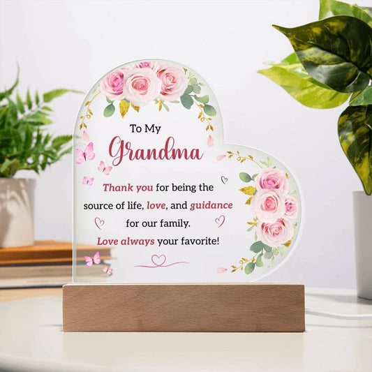 To My Grandmom | I Love You | Acrylic Heart Plaque
