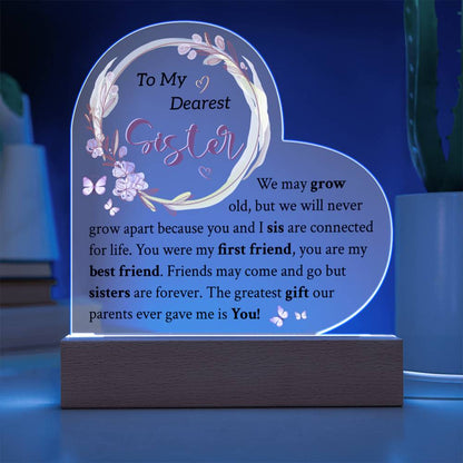 To My Sister | Always Remember | Acrylic Heart Plaque