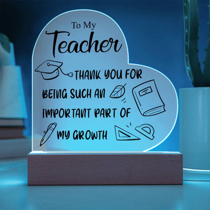 To My Teacher | Acrylic Heart Plaque