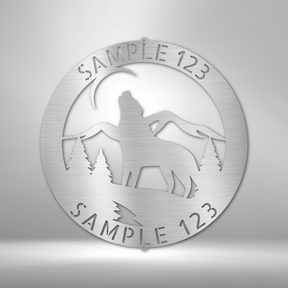  Howling Wolf Monogram - Steel Sign