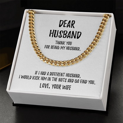 Dear Husband - Cuban Link Chain - Perfect Gift for Him